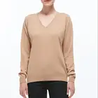 100% cashmere women basic V neck sweater pullover