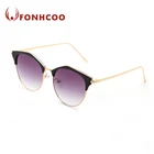FONHCOO Wholesale Fashion Black Colour Half Frame Sunglasses For Women