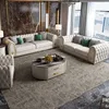new designer living room visiting room lobby high end luxury Italian design full leather with gold stainless steel sofa set