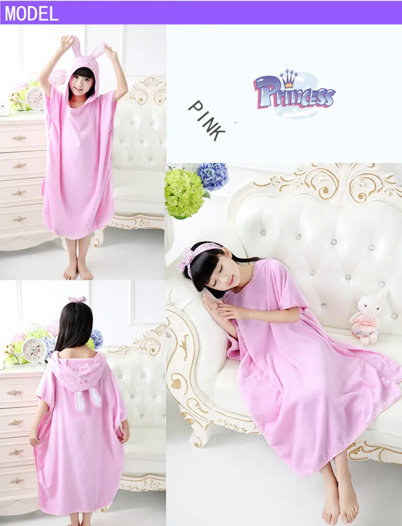 Cotton Bathrobe Hooded Pullover Beach Towel Robe 18