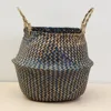 natural woven with handles folding seagrass basket