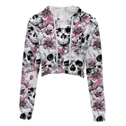 Custom 3d skull full printed Cropped hoodie Long Sleeve Women Crop Top Hoodies