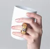 Creative Wedding Gifts Lovers Couple Cartoon Elegant Crystal Diamond Ring Mugs White Ceramic Cute Water Coffee Mug Drinkware