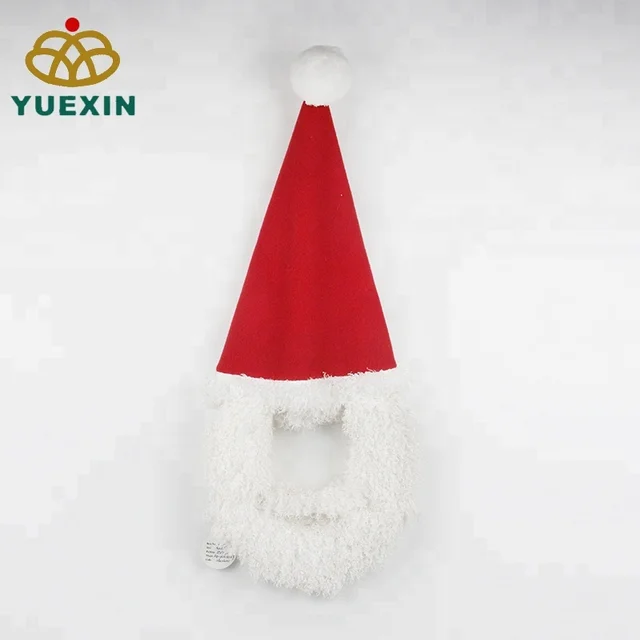 stylish funny plush red christmas santa claus hat with beard