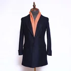 OEM black mens winter business long cashmere overcoat wholesale