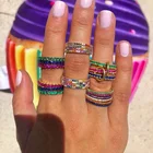 Dainty rainbow jewelry custom cubic zirconia eternity wedding band rings
