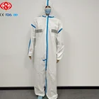 Industrial microporous waterproof anti-spray coverall protective suit with blue taped seam