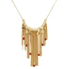 Costume Jewelry Bohemia Ethnic small disc red glass bead long tassel Fringe Gold Chain necklace