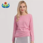 Latest women winter clothes pullover round collar knit 100% cashmere sweater