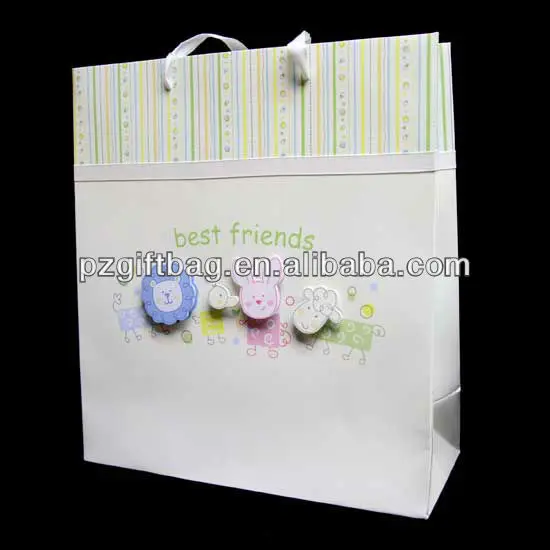 recycled 3d carton paper gift bags for kids, cute animal stand