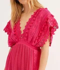 Pink women lace maxi casual dress summer