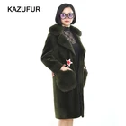KZ160338 2017/2018 New Design Ladies Shearling Lamb Coat Kalgan Lamb Fur Coat