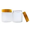 250g clear frosted pet plastic cosmetic cream lotion jar with bamboo lid wholesale