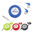 Giveaway wholesale personal solid plastic round shaped simple 1.2m retractable cable in-ear cell phone cartoon earphone