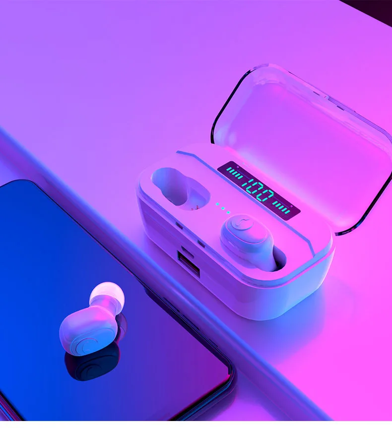 2019 waterproof earphone headphone earbuds tws 5.0 bluetooth earphone earbuds for all phone - ANKUX.COM