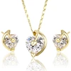 63947 xuping cubic zirconia women fashion jewelry 14k gold CZ heart shaped stone jewelry sets+light weight gold necklace set