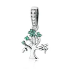 Genuine 925 Sterling Silver Vivid Green Tree Of Life Pendant Charms Fit Bracelets Women Diy Beads & Jewelry Making BAMOER