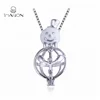 Bulk New Christmas Jewelry 925 Sterling Silver Snowman Pearl Cage Pendant Necklace