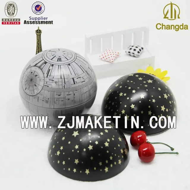 promotional ball shape chrismas gift packaging tin box