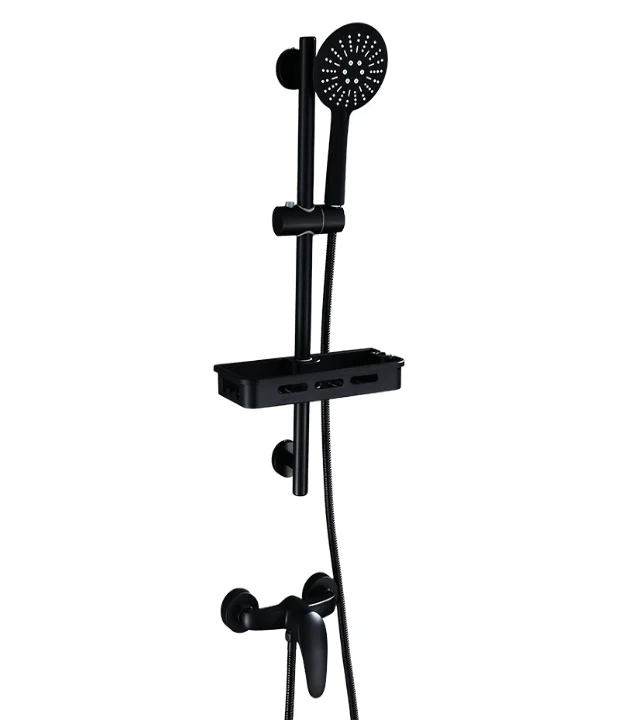 Round multi function hand held shower set with Storage Rack