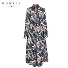 Vintage V Neck Dress Waistband Design custom print floral women clothing dress casual