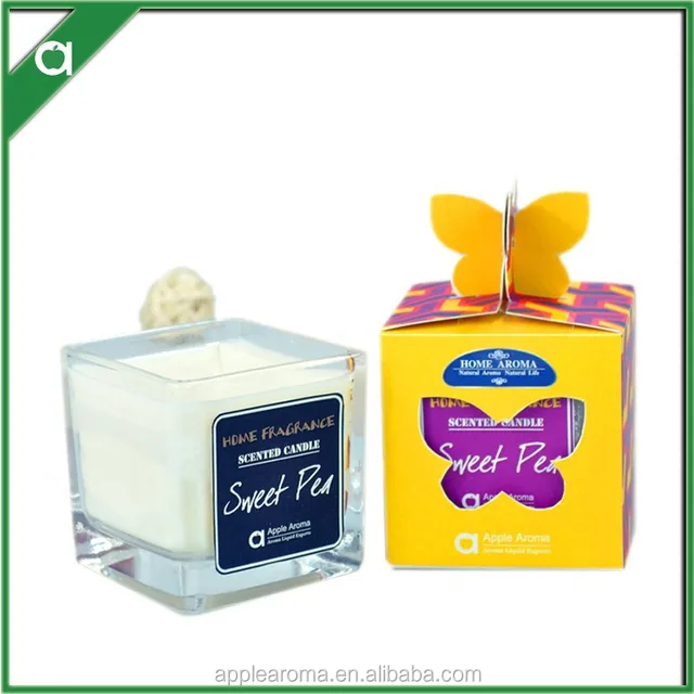 scented scented/fragrance soy wax candle in square glass jar