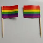 Hand Wooden Stick Hand Cheap Custom 12*18inches LGBTQ Rainbow Hand Held Flag On Wooden Stick