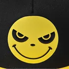 Face Cap 100% Cotton 5 Panel Big Yellow Face Screen Printing Pattern Fitted Cap