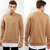 Korean Men Sweater Long Sleeves Crew Neck Tee Tan Split Hem Layered Sweater Latest Sweater Designs For Men