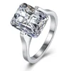 latest silver single stone finger ring design stainless steel square diamond jewelry
