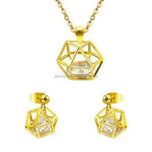 2017 hot sale fashion necklace earrings set silve/gold