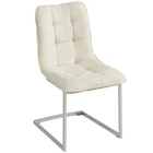 2018 Beauty fabric low price steel legs chromed living room beige dining chair