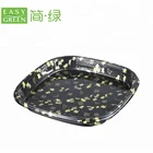 Easy Green Rectangle PS Pizza Black Dinner Takeaway Food Container Premium Disposable Plastic Plates For Restaurant