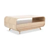 Scandinavian oak wood veneer curved side table for living room furniture