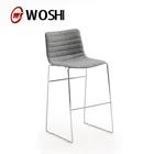 Modern bar stool made in China, High stool with backrest, High chair with chromed steel base