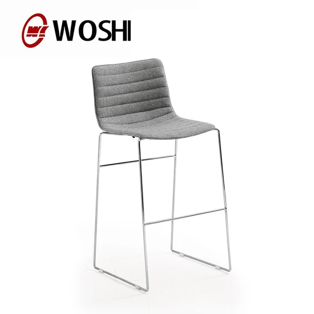 Modern bar stool made in China, High stool with backrest, High chair with chromed steel base