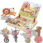 Wooden Kids Educational Toys Magnet Dressing Magnetic Puzzles Game Set Fun Reusable Stickers for Children Christmas Gift