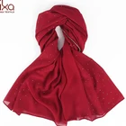 Bubble Chiffon Long Wide Shimmer Gold Rhine Stone Crystal Scarf Hijab Stole Wrap