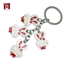 Customised Blank Laser Engraving Lovely Rabbit Pendant Key Ring Keychain