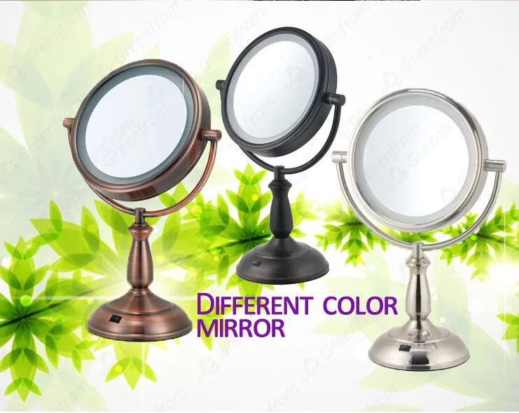 Dual Sided LED Surround Makeup Mirror, 1x/10x Magnification, Copper