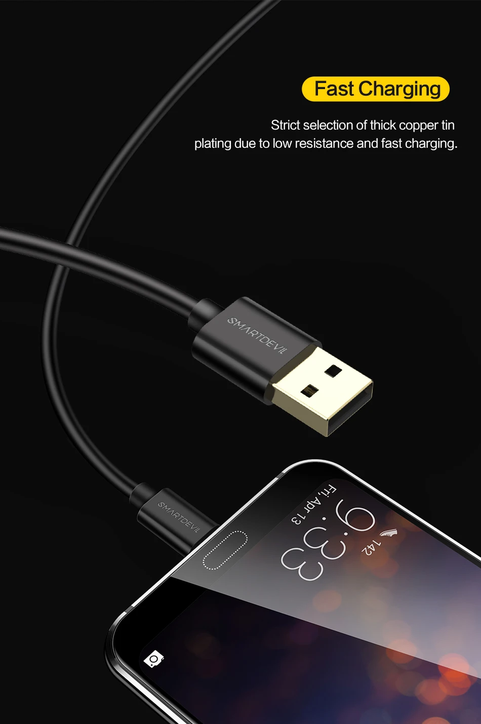 SmartDevil Micro Cable 3A Fast Charging USB Micro Data Charger Cord Cable For MP3/4 Player Video Game Player Mobile phone Comput - ANKUX.COM