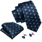 Latest Fashion Men Tie Jacquard Woven Cartoon Pattern Tie Navy Silk Novelty Neck Tie Set