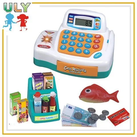 Funny kids educational pretend play toys plastic scanner toy cash register