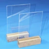 Acrylic Table Tent Frame Tabletop Photo Frame Menu Holder Display stand with Wood Base Size