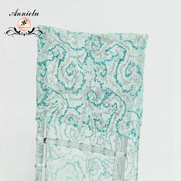 Fashion sequin embroidered design wedding chair cover