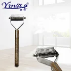 Yingte customized walnut wooden handle stainless steel grooming deshedding comb for cats dogs