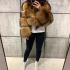 Fur Women's Coat Women's Full Pelt Winter Thick Short Real Raccoon Fur Coat Ladies Long Sleeve Natural Fur Jacket