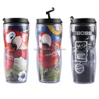 Double Wall DIY Plastic Tumbler Coffee Travel Mug Paper Insert