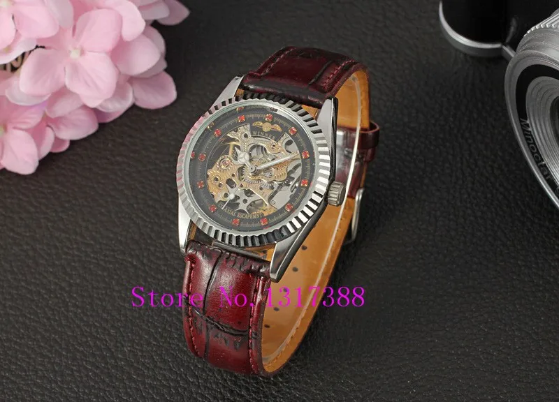 New Casual Fashion Watch WINNER Women Automatic Mechanical Watch Leather Strap Dress Watches For Ladies Best Gift Wristwatches