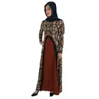 New style 2019 Printed Arab Robes Long Abaya Elegant Gold thread printing Muslim Long Dress
